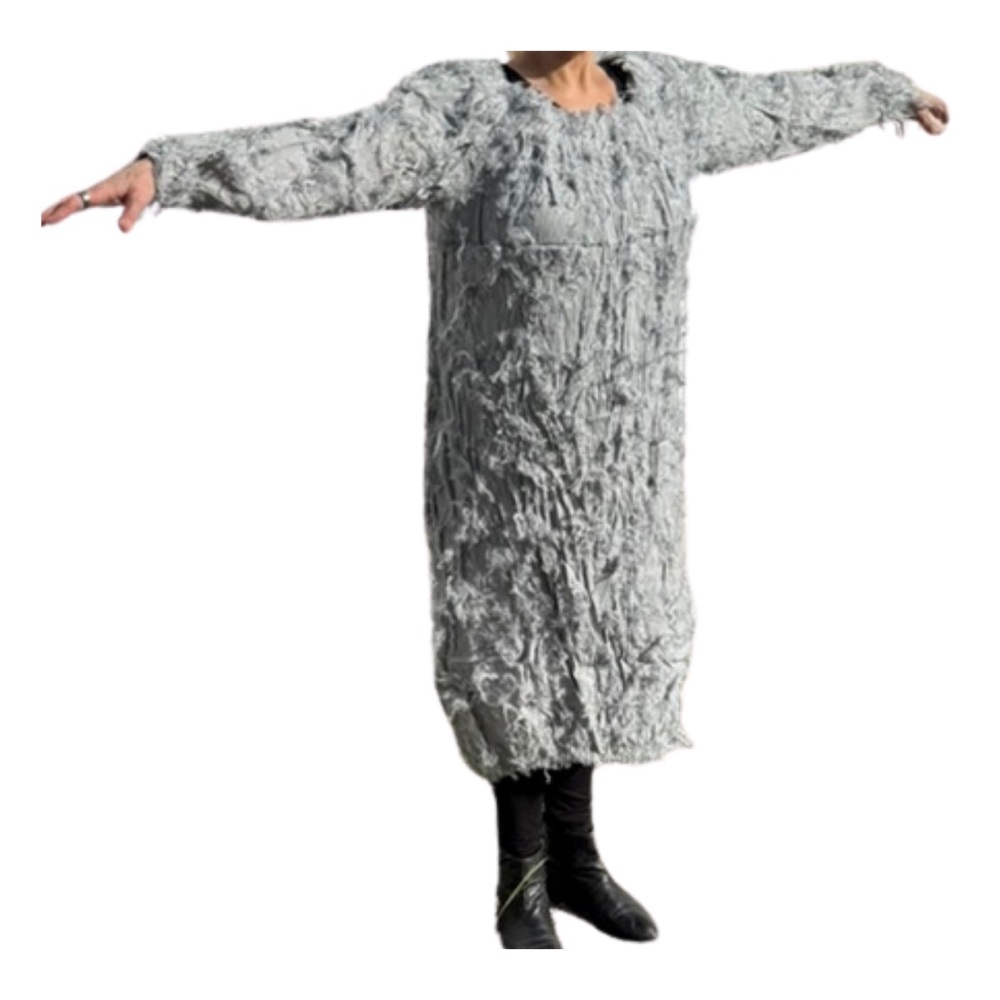 Julia Allert Textured Fleecy Dress Gray Long Sleeve Avant Garde EU XXL